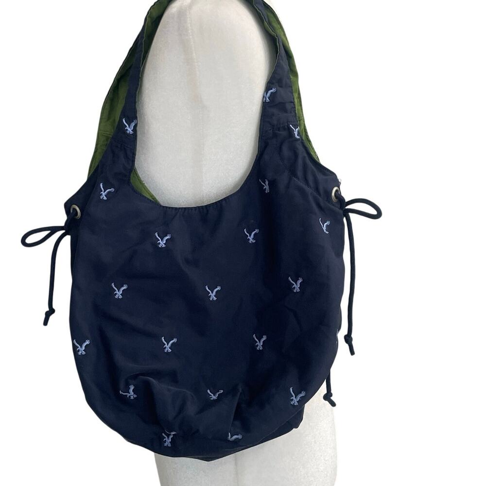 American Eagle Vintage Eagle Embroidered Slouchy Hobo Bag Navy Blue